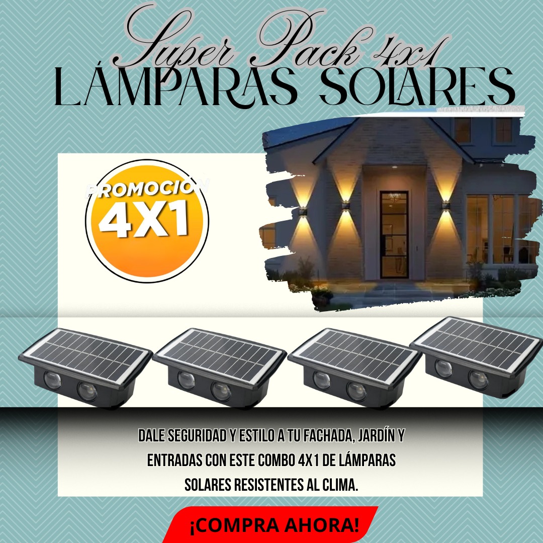 COMBO 4 LAMPARAS SOLARES IP 68 EXTERIOR